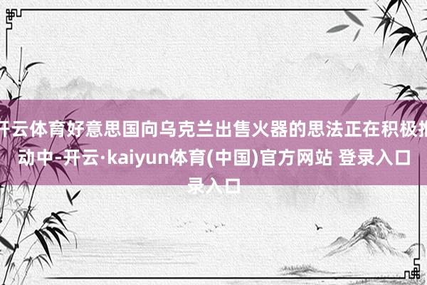开云体育好意思国向乌克兰出售火器的思法正在积极推动中-开云·kaiyun体育(中国)官方网站 登录入口