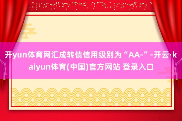开yun体育网汇成转债信用级别为“AA-”-开云·kaiyun体育(中国)官方网站 登录入口