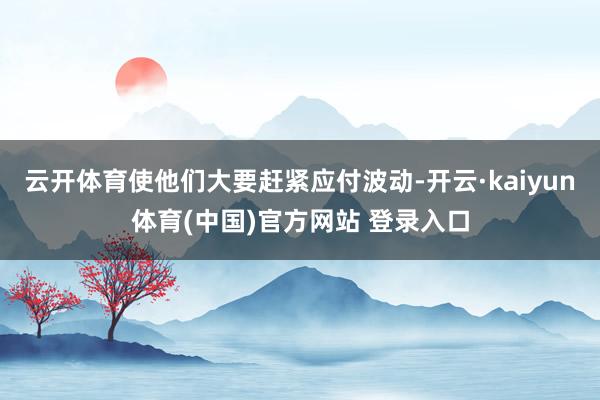 云开体育使他们大要赶紧应付波动-开云·kaiyun体育(中国)官方网站 登录入口